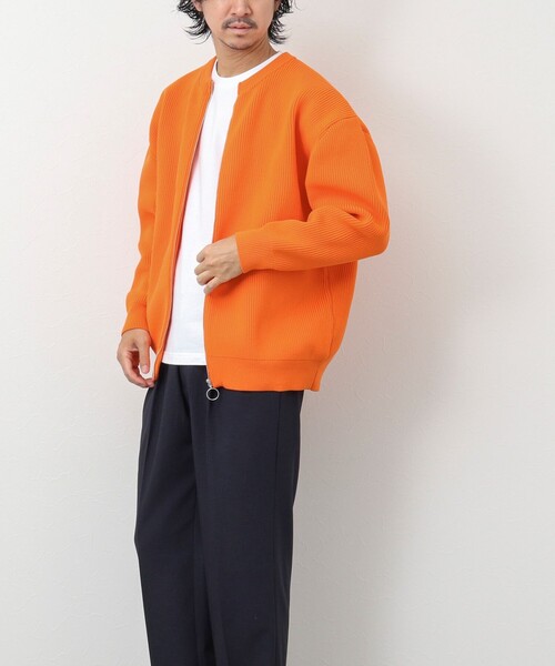 NOLLEY'S goodman（ノーリーズグッドマン）の「7G片畦クルーネック ジップカーディガン（カーディガン/ボレロ・メンズ・オレンジ/ダークネイビー/グレイッシュベージュ/グレイッシュブルー・M/L）」の14枚目の写真