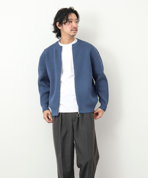 NOLLEY'S goodman（ノーリーズグッドマン）の「7G片畦クルーネック ジップカーディガン（カーディガン/ボレロ・メンズ・オレンジ/ダークネイビー/グレイッシュベージュ/グレイッシュブルー・M/L）」の16枚目の写真