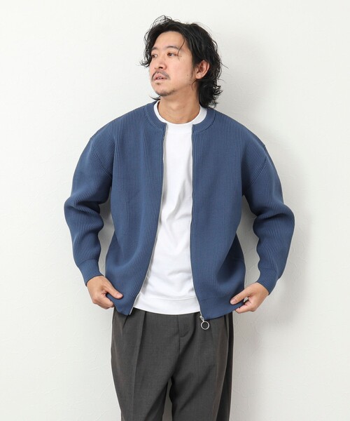 NOLLEY'S goodman（ノーリーズグッドマン）の「7G片畦クルーネック ジップカーディガン（カーディガン/ボレロ・メンズ・オレンジ/ダークネイビー/グレイッシュベージュ/グレイッシュブルー・M/L）」の20枚目の写真