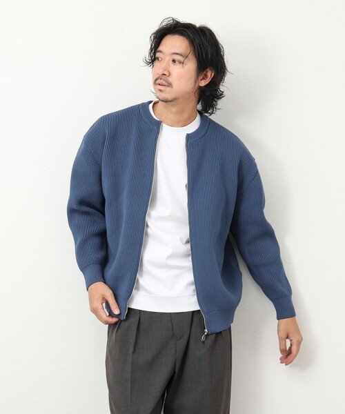 NOLLEY'S goodman（ノーリーズグッドマン）の「7G片畦クルーネック ジップカーディガン（カーディガン/ボレロ・メンズ・オレンジ/ダークネイビー/グレイッシュベージュ/グレイッシュブルー・M/L）」の18枚目の写真