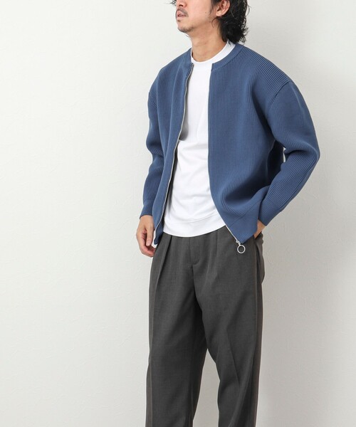 NOLLEY'S goodman（ノーリーズグッドマン）の「7G片畦クルーネック ジップカーディガン（カーディガン/ボレロ・メンズ・オレンジ/ダークネイビー/グレイッシュベージュ/グレイッシュブルー・M/L）」の22枚目の写真