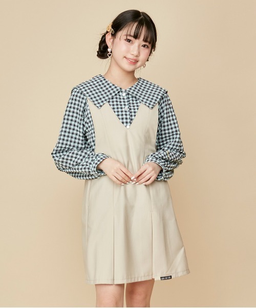 JENNI love(ジェニィラブ)の「【肩ひも調整可能】Vネックジャンスカ(ジャンパースカート・キッズ・ベージュ/ブラック・130cm/140cm/150cm/160cm)」の21枚目の写真