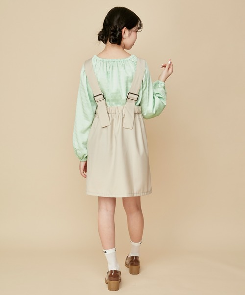 JENNI love(ジェニィラブ)の「【肩ひも調整可能】Vネックジャンスカ(ジャンパースカート・キッズ・ベージュ/ブラック・130cm/140cm/150cm/160cm)」の17枚目の写真