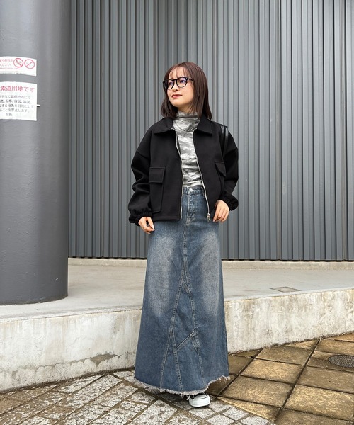 ISOOK（アイスー）の「【ISOOK / アイスー】カットオフロングデニムスカート / ダメージ ヴィンテージ フレア スリット ハイウエスト ローライズ ZOZOTOWN限定（デニムスカート・レディース・ブルー・M/S）」の7枚目の写真