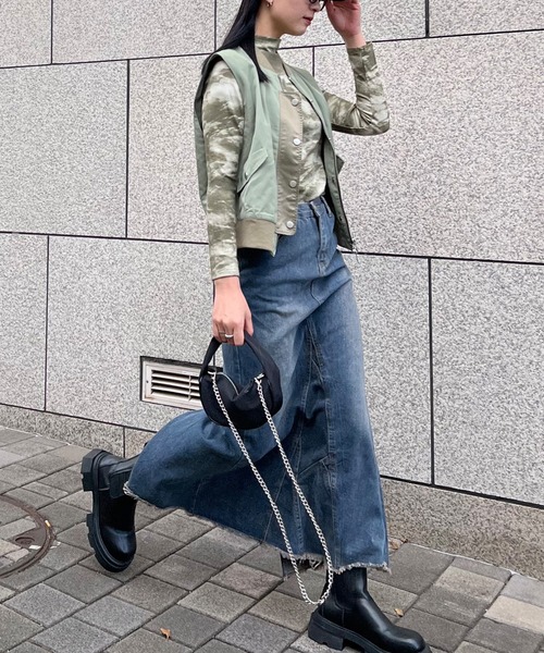 ISOOK（アイスー）の「【ISOOK / アイスー】カットオフロングデニムスカート / ダメージ ヴィンテージ フレア スリット ハイウエスト ローライズ ZOZOTOWN限定（デニムスカート・レディース・ブルー・M/S）」の11枚目の写真