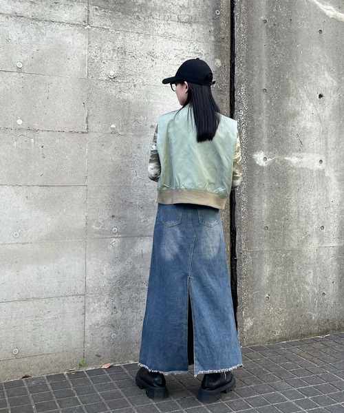 ISOOK（アイスー）の「【ISOOK / アイスー】カットオフロングデニムスカート / ダメージ ヴィンテージ フレア スリット ハイウエスト ローライズ ZOZOTOWN限定（デニムスカート・レディース・ブルー・M/S）」の12枚目の写真