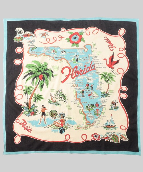 FREAK'S STORE(フリークスストア)の「Bindu/ビンドゥー Florida Map Scarf/フロリダ マッププリント スカーフ(バンダナ/スカーフ・レディース・ブラック・ONE SIZE)」の1枚目の写真
