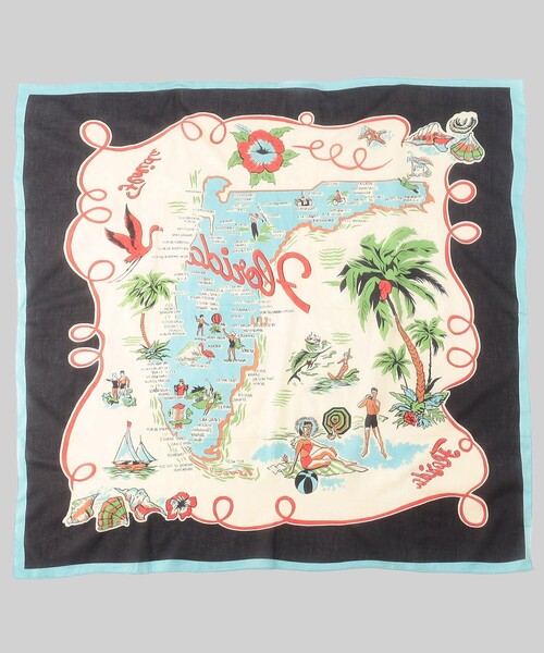 FREAK'S STORE(フリークスストア)の「Bindu/ビンドゥー Florida Map Scarf/フロリダ マッププリント スカーフ(バンダナ/スカーフ・レディース・ブラック・ONE SIZE)」の2枚目の写真
