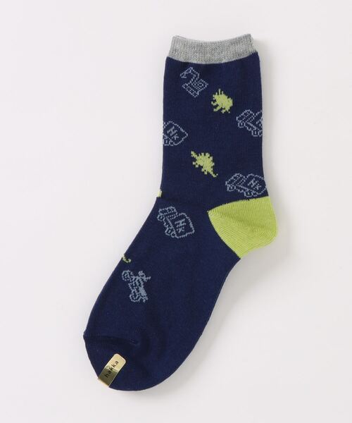 ジュニアサイズ]ツーリングダイナソー（恐竜）柄ソックス（ソックス