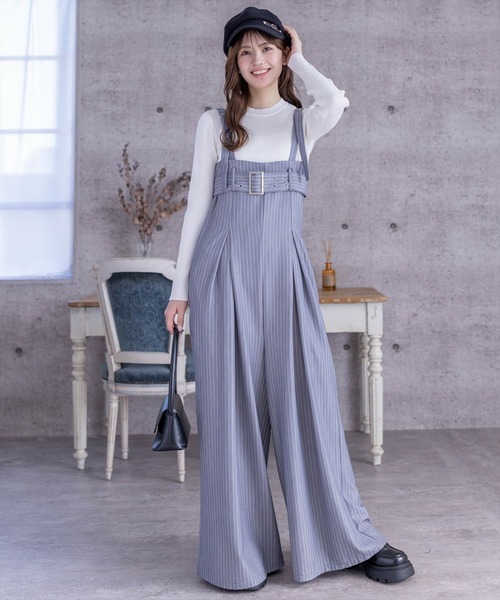 clear（クリア）の「≪再入荷≫ベルトデザインオールインワン［大人 カジュアル 着回し力抜群］（つなぎ/オールインワン・レディース・ライトグレー/ブルー・F）」の14枚目の写真