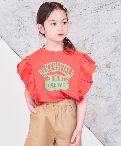 Life Support Products(ライフサポートプロダクツ)の「【COTTON from U.S.A】ラッフルTシャツ(80~150cm)(Tシャツ/カットソー・キッズ・チャコール/ラベンダー/レッド/オフホワイト・80/90/95/100/110/120/130/140/150)」の4枚目の写真