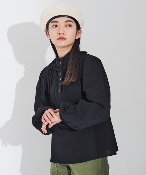 MERLOT(メルロー)の「ダブルフリル襟ブラウス(シャツ/ブラウス・レディース・ホワイト/ブラック・FREE)」の17枚目の写真