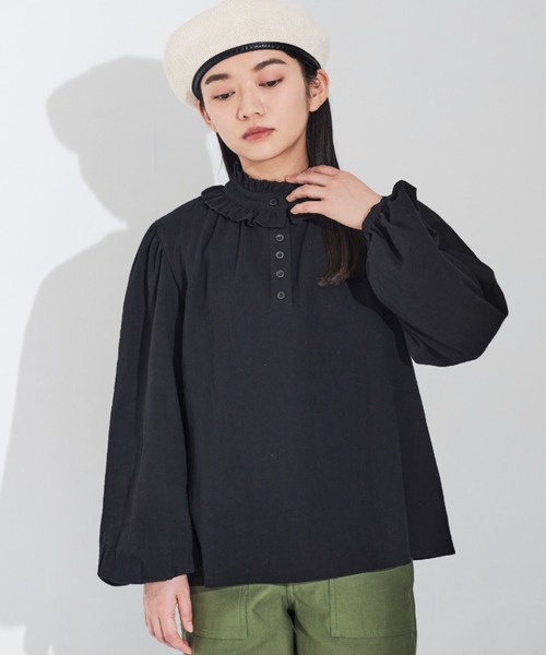 MERLOT(メルロー)の「ダブルフリル襟ブラウス(シャツ/ブラウス・レディース・ホワイト/ブラック・FREE)」の19枚目の写真