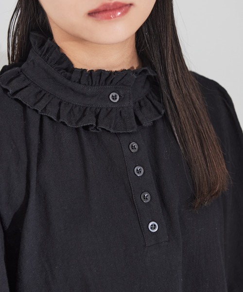 MERLOT(メルロー)の「ダブルフリル襟ブラウス(シャツ/ブラウス・レディース・ホワイト/ブラック・FREE)」の21枚目の写真