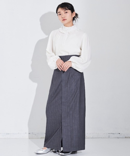 MERLOT(メルロー)の「ダブルフリル襟ブラウス(シャツ/ブラウス・レディース・ホワイト/ブラック・FREE)」の8枚目の写真