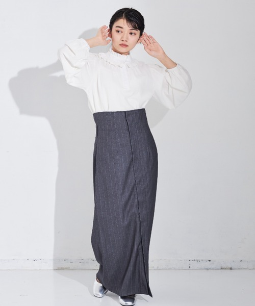 MERLOT(メルロー)の「ダブルフリル襟ブラウス(シャツ/ブラウス・レディース・ホワイト/ブラック・FREE)」の9枚目の写真