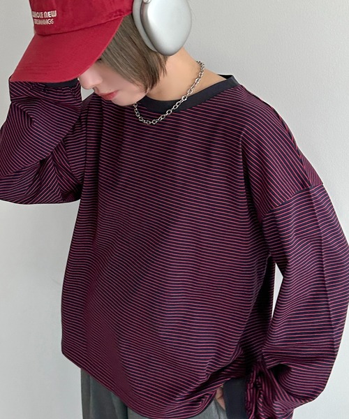 apres jour mignon（アプレジュールミニョン）の「アソートリンガーボーダーロンＴ【ZOZOTOWN限定アイテム】（Tシャツ/カットソー・レディース・ネイビー/ブラック/チャコールグレー/ブルー/イエロー/グリーン/アイボリー/ピンク/ホワイト系その他2・X-LARGE/フリー）」の6枚目の写真