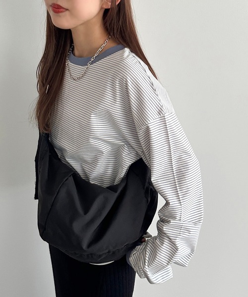 apres jour mignon（アプレジュールミニョン）の「アソートリンガーボーダーロンＴ【ZOZOTOWN限定アイテム】（Tシャツ/カットソー・レディース・ネイビー/ブラック/チャコールグレー/ブルー/イエロー/グリーン/アイボリー/ピンク/ホワイト系その他2・X-LARGE/フリー）」の7枚目の写真