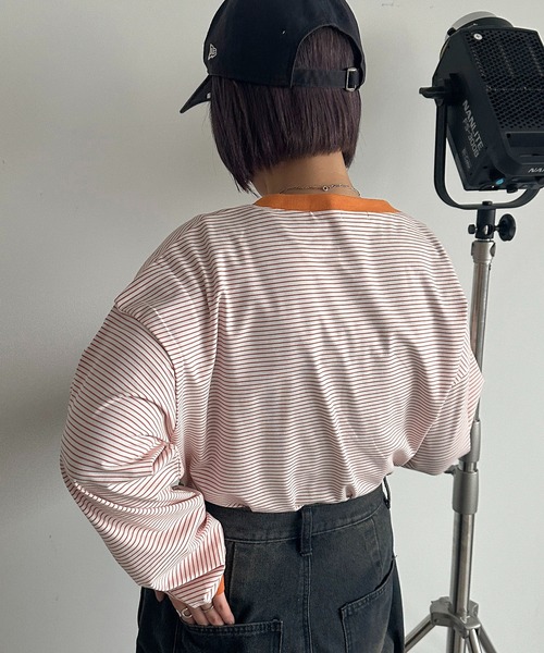 apres jour mignon（アプレジュールミニョン）の「アソートリンガーボーダーロンＴ【ZOZOTOWN限定アイテム】（Tシャツ/カットソー・レディース・ネイビー/ブラック/チャコールグレー/ブルー/イエロー/グリーン/アイボリー/ピンク/ホワイト系その他2・X-LARGE/フリー）」の11枚目の写真