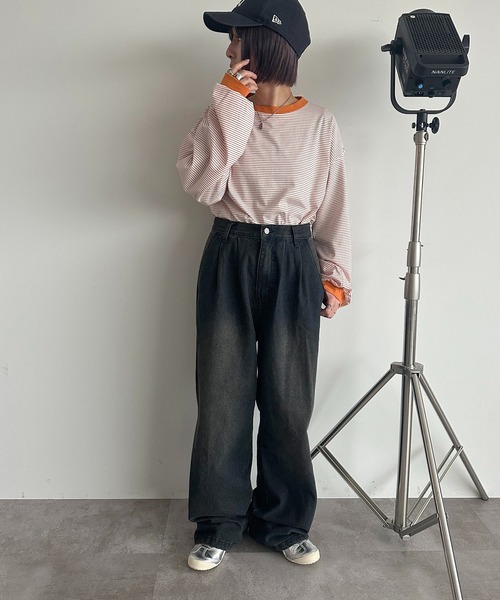 apres jour mignon（アプレジュールミニョン）の「アソートリンガーボーダーロンＴ【ZOZOTOWN限定アイテム】（Tシャツ/カットソー・レディース・ネイビー/ブラック/チャコールグレー/ブルー/イエロー/グリーン/アイボリー/ピンク/ホワイト系その他2・X-LARGE/フリー）」の13枚目の写真