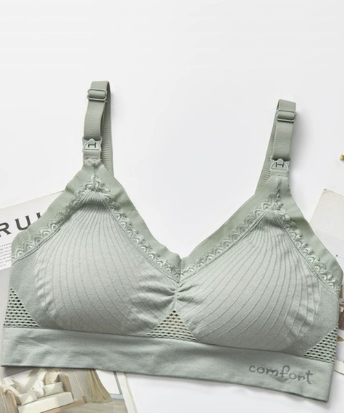 SweetMommy（スウィートマミー）の「【ZOZO限定カラー】24時間育乳　ニット フロントオープン授乳ブラ　［未来ブラ］（マタニティウェア/グッズ・レディース・グレイッシュベージュ/ラベンダー/ブルーグレー/グリーン・3L/L～LL/M～Ｌ/LL～3L）」の3枚目の写真