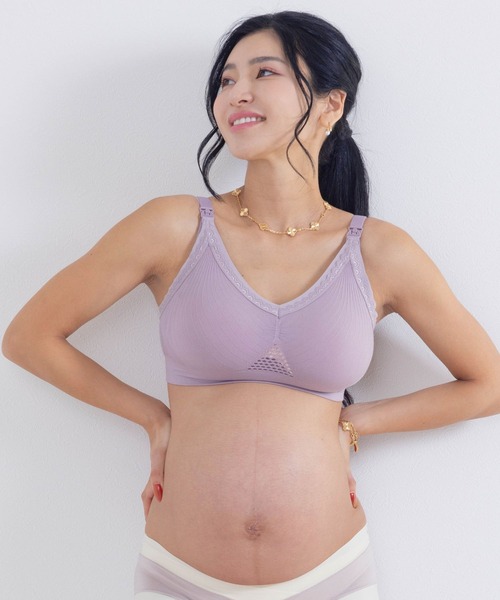 SweetMommy（スウィートマミー）の「【ZOZO限定カラー】24時間育乳　ニット フロントオープン授乳ブラ　［未来ブラ］（マタニティウェア/グッズ・レディース・グレイッシュベージュ/ラベンダー/ブルーグレー/グリーン・3L/L～LL/M～Ｌ/LL～3L）」の6枚目の写真