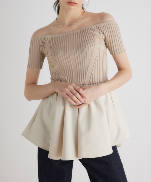 セール】ビスチェディテールコンビニットトップス 春服（ニット