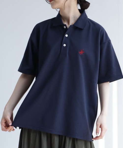 BEVERLY HILLS POLO CLUB（ビバリーヒルズポロクラブ）の「【Beverly Hills Polo Club/ビバリーヒルズポロクラブ】ワンポイント ポニー刺繍 TC鹿の子 半袖ポロシャツ（ポロシャツ・メンズ・ホワイト/ネイビー/サックスブルー/グレイッシュベージュ/ブラック/カーキ・S/M/L/LL）」の5枚目の写真