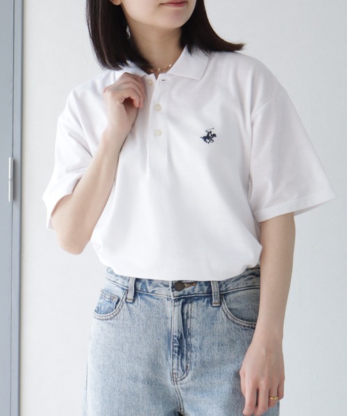 BEVERLY HILLS POLO CLUB（ビバリーヒルズポロクラブ）の「【Beverly Hills Polo Club/ビバリーヒルズポロクラブ】ワンポイント ポニー刺繍 TC鹿の子 半袖ポロシャツ（ポロシャツ・メンズ・ホワイト/ネイビー/サックスブルー/グレイッシュベージュ/ブラック/カーキ・S/M/L/LL）」の7枚目の写真
