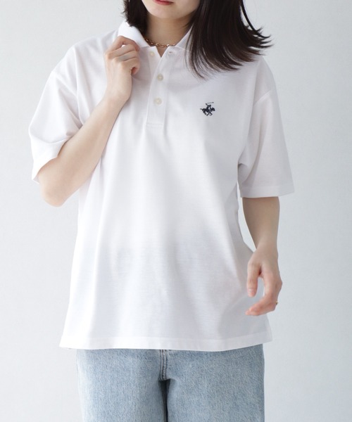 BEVERLY HILLS POLO CLUB（ビバリーヒルズポロクラブ）の「【Beverly Hills Polo Club/ビバリーヒルズポロクラブ】ワンポイント ポニー刺繍 TC鹿の子 半袖ポロシャツ（ポロシャツ・メンズ・ホワイト/ネイビー/サックスブルー/グレイッシュベージュ/ブラック/カーキ・S/M/L/LL）」の9枚目の写真