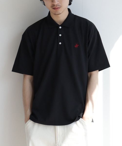 BEVERLY HILLS POLO CLUB（ビバリーヒルズポロクラブ）の「【Beverly Hills Polo Club/ビバリーヒルズポロクラブ】ワンポイント ポニー刺繍 TC鹿の子 半袖ポロシャツ（ポロシャツ・メンズ・ホワイト/ネイビー/サックスブルー/グレイッシュベージュ/ブラック/カーキ・S/M/L/LL）」の11枚目の写真