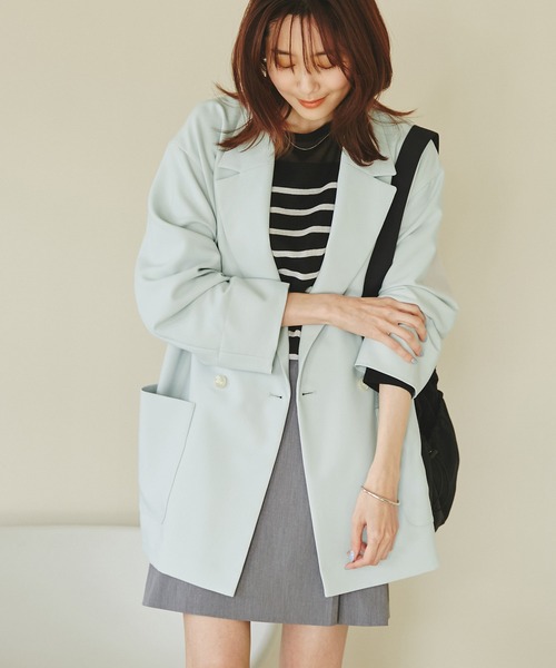 ROPE' PICNIC(ロペピクニック)の「オーバーコートジャケット(テーラードジャケット・レディース・ライトグレー/キナリ・38)」の8枚目の写真