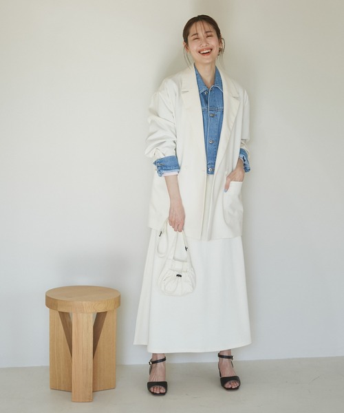 ROPE' PICNIC(ロペピクニック)の「オーバーコートジャケット(テーラードジャケット・レディース・ライトグレー/キナリ・38)」の9枚目の写真