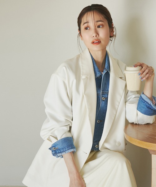 ROPE' PICNIC(ロペピクニック)の「オーバーコートジャケット(テーラードジャケット・レディース・ライトグレー/キナリ・38)」の11枚目の写真