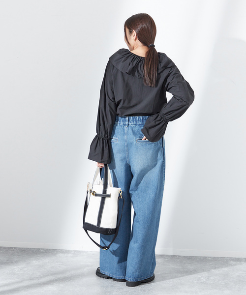 journal standard L'essage(ジャーナルスタンダードレサージュ)の「《追加2》アンティークデニム ギャザータックパンツ(デニムパンツ・レディース・ブルー・36/38)」の3枚目の写真