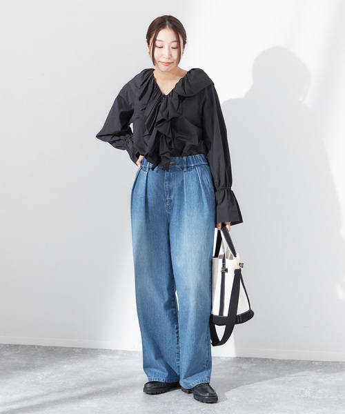 journal standard L'essage(ジャーナルスタンダードレサージュ)の「《追加2》アンティークデニム ギャザータックパンツ(デニムパンツ・レディース・ブルー・36/38)」の5枚目の写真