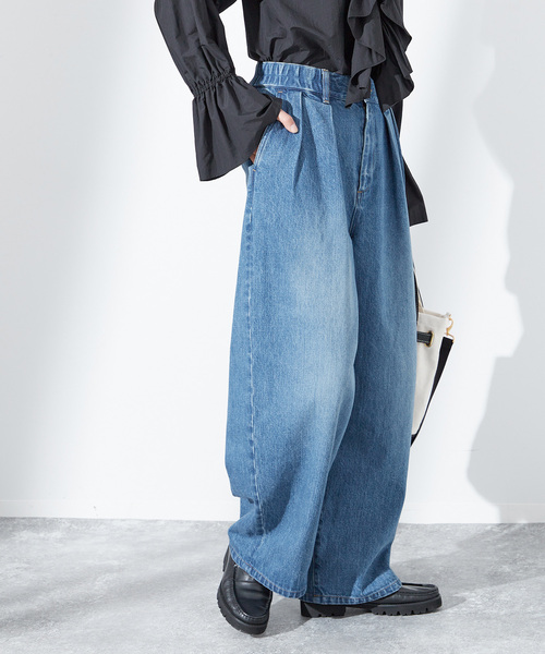 journal standard L'essage(ジャーナルスタンダードレサージュ)の「《追加2》アンティークデニム ギャザータックパンツ(デニムパンツ・レディース・ブルー・36/38)」の7枚目の写真