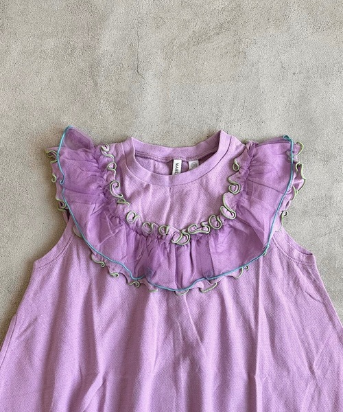 CALMIA（カルミア）の「梨地ラウンドフリルワンピース（90～150cm）（ワンピース・キッズ・ラベンダー/ライム/レッド・110/100/90/150/140/130/120）」の4枚目の写真