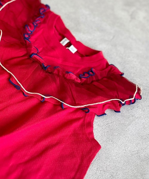 CALMIA（カルミア）の「梨地ラウンドフリルワンピース（90～150cm）（ワンピース・キッズ・ラベンダー/ライム/レッド・110/100/90/150/140/130/120）」の5枚目の写真