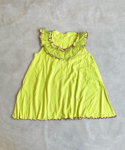 CALMIA（カルミア）の「梨地ラウンドフリルワンピース（90～150cm）（ワンピース・キッズ・ラベンダー/ライム/レッド・110/100/90/150/140/130/120）」の7枚目の写真