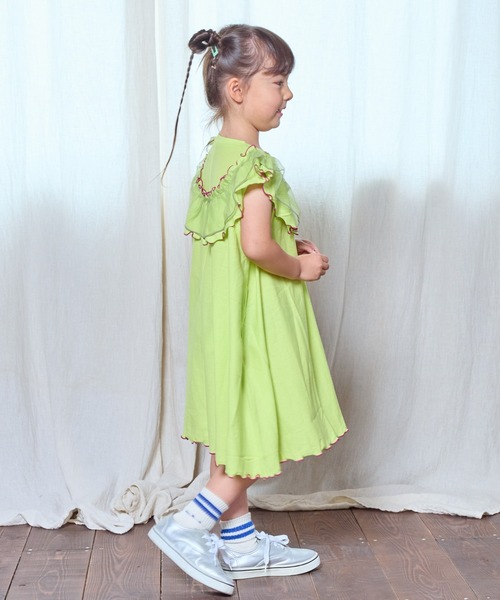 CALMIA（カルミア）の「梨地ラウンドフリルワンピース（90～150cm）（ワンピース・キッズ・ラベンダー/ライム/レッド・110/100/90/150/140/130/120）」の12枚目の写真