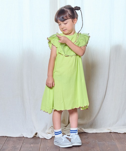CALMIA（カルミア）の「梨地ラウンドフリルワンピース（90～150cm）（ワンピース・キッズ・ラベンダー/ライム/レッド・110/100/90/150/140/130/120）」の14枚目の写真