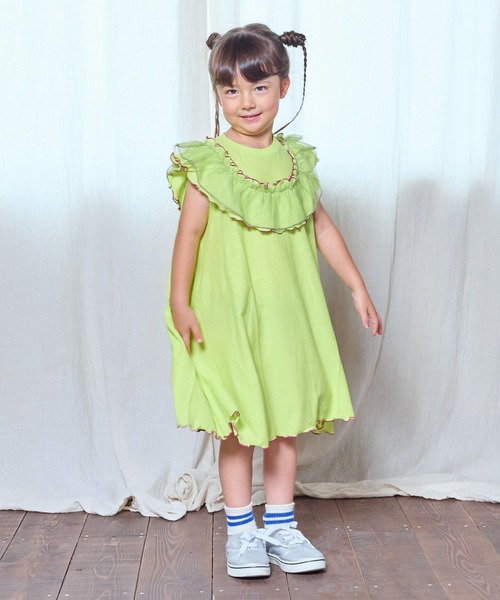 CALMIA（カルミア）の「梨地ラウンドフリルワンピース（90～150cm）（ワンピース・キッズ・ラベンダー/ライム/レッド・110/100/90/150/140/130/120）」の11枚目の写真
