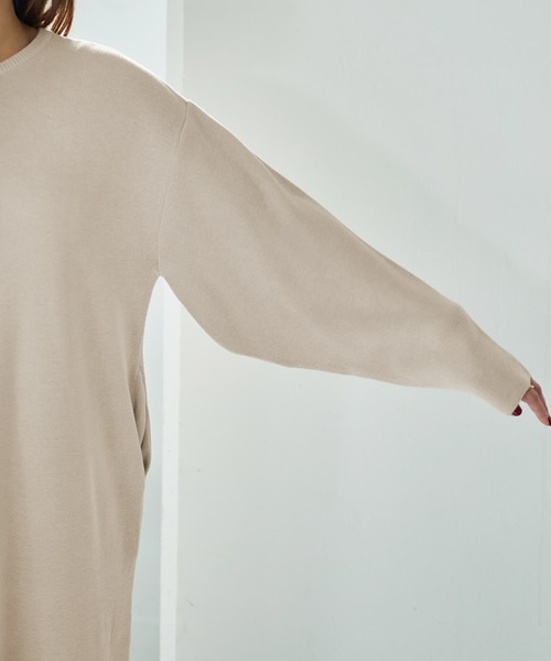 STYLE DELI(スタイルデリ)の「3シーズンコットン混紡◆オーバースリーブワンピース(ワンピース・レディース・パープル/ベージュ系その他/ネイビー系・01/02)」の6枚目の写真