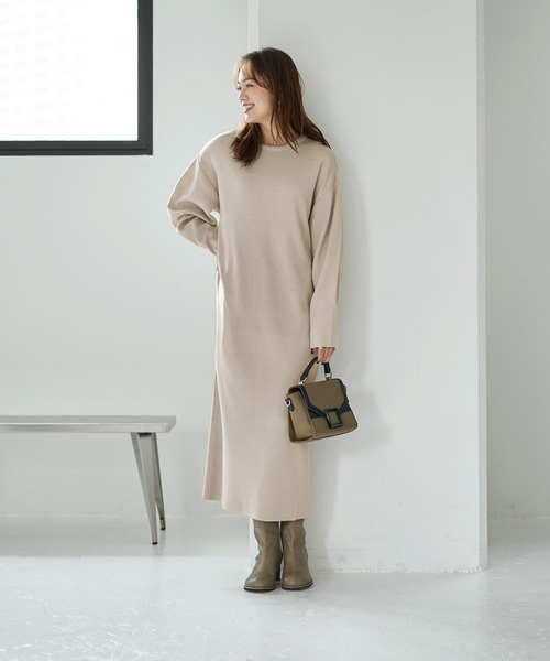 STYLE DELI(スタイルデリ)の「3シーズンコットン混紡◆オーバースリーブワンピース(ワンピース・レディース・パープル/ベージュ系その他/ネイビー系・01/02)」の19枚目の写真