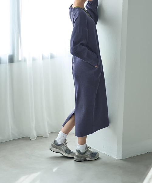 STYLE DELI(スタイルデリ)の「3シーズンコットン混紡◆オーバースリーブワンピース(ワンピース・レディース・パープル/ベージュ系その他/ネイビー系・01/02)」の11枚目の写真