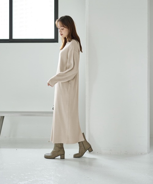 STYLE DELI(スタイルデリ)の「3シーズンコットン混紡◆オーバースリーブワンピース(ワンピース・レディース・パープル/ベージュ系その他/ネイビー系・01/02)」の13枚目の写真