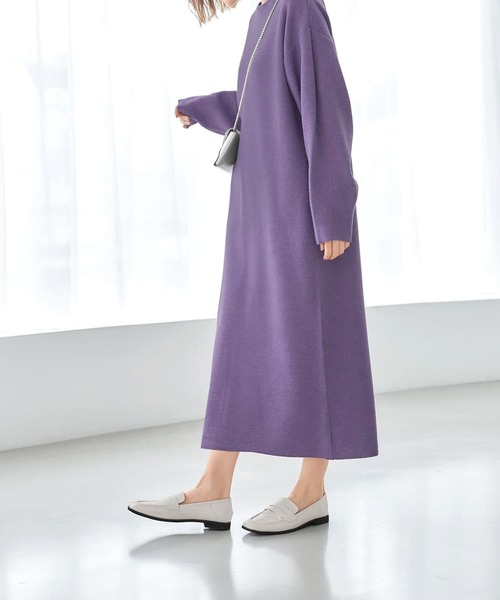 STYLE DELI(スタイルデリ)の「3シーズンコットン混紡◆オーバースリーブワンピース(ワンピース・レディース・パープル/ベージュ系その他/ネイビー系・01/02)」の7枚目の写真