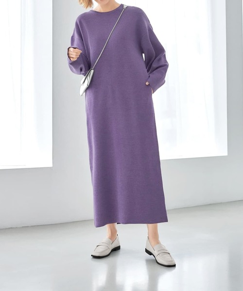 STYLE DELI(スタイルデリ)の「3シーズンコットン混紡◆オーバースリーブワンピース(ワンピース・レディース・パープル/ベージュ系その他/ネイビー系・01/02)」の12枚目の写真