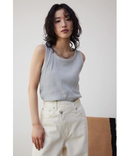 AZUL by moussy(アズールバイマウジー)の「ベーシッククルーネックリブタンク(Tシャツ/カットソー・レディース・アイボリー/ブラック/グレー/ホワイト系その他・M/L/S/M)」の12枚目の写真